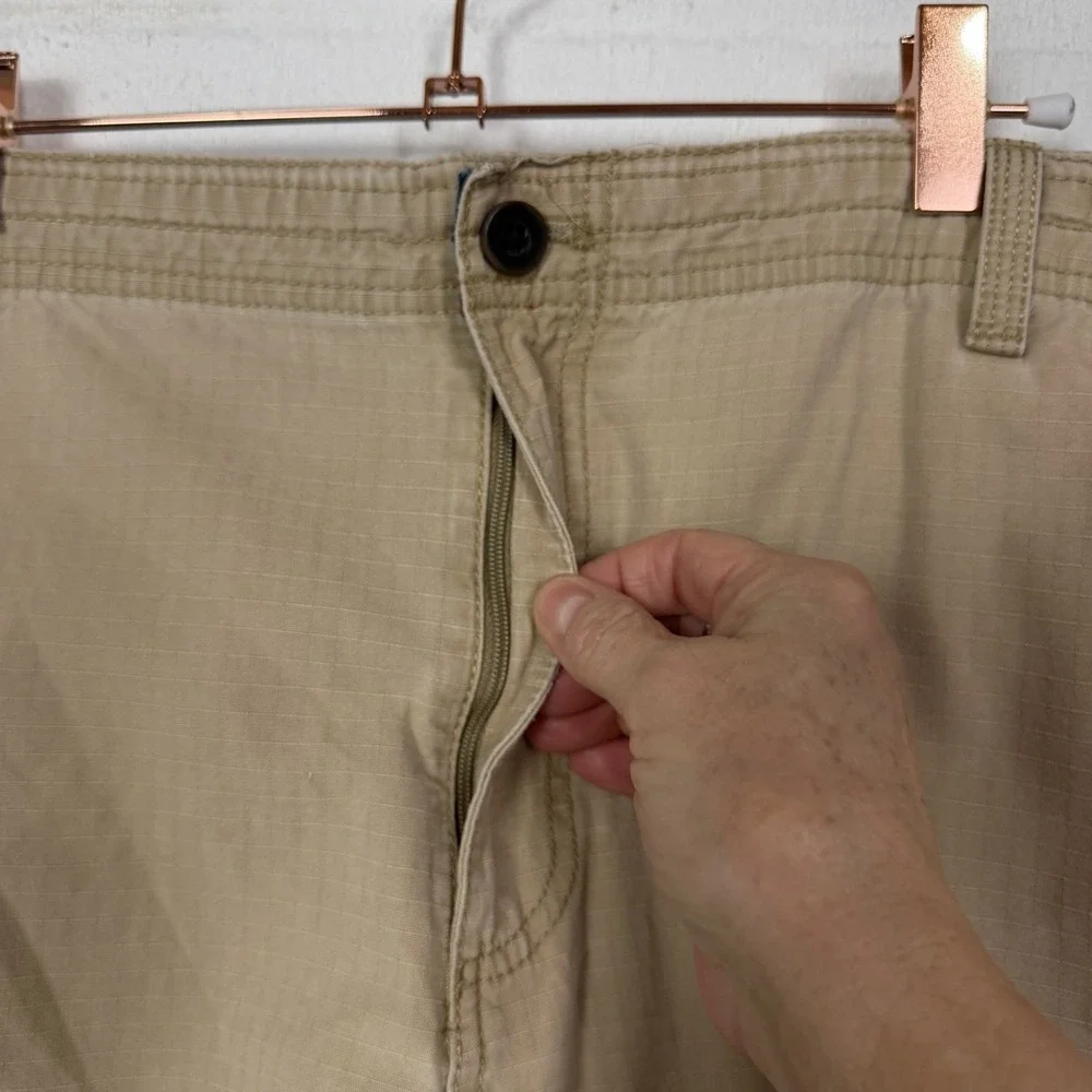 Izod Mens Khaki Cargo Shorts Ripstop Retro Y2K Baggy Skater Streetwear Size 38‎